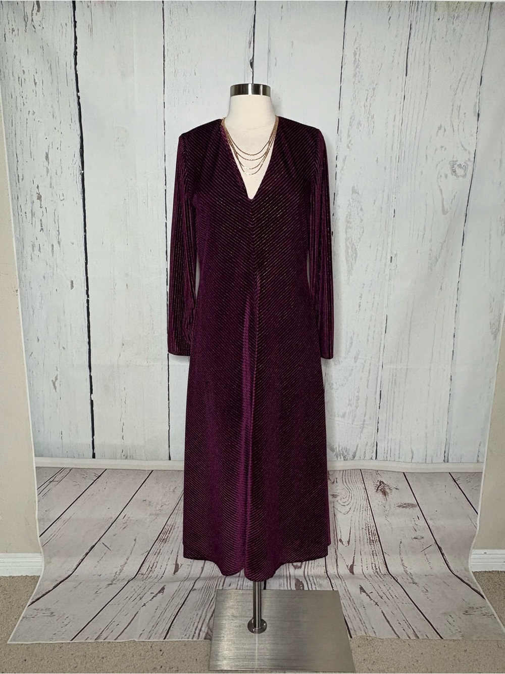 Maison Tara Plum Ribbed Velvet Top